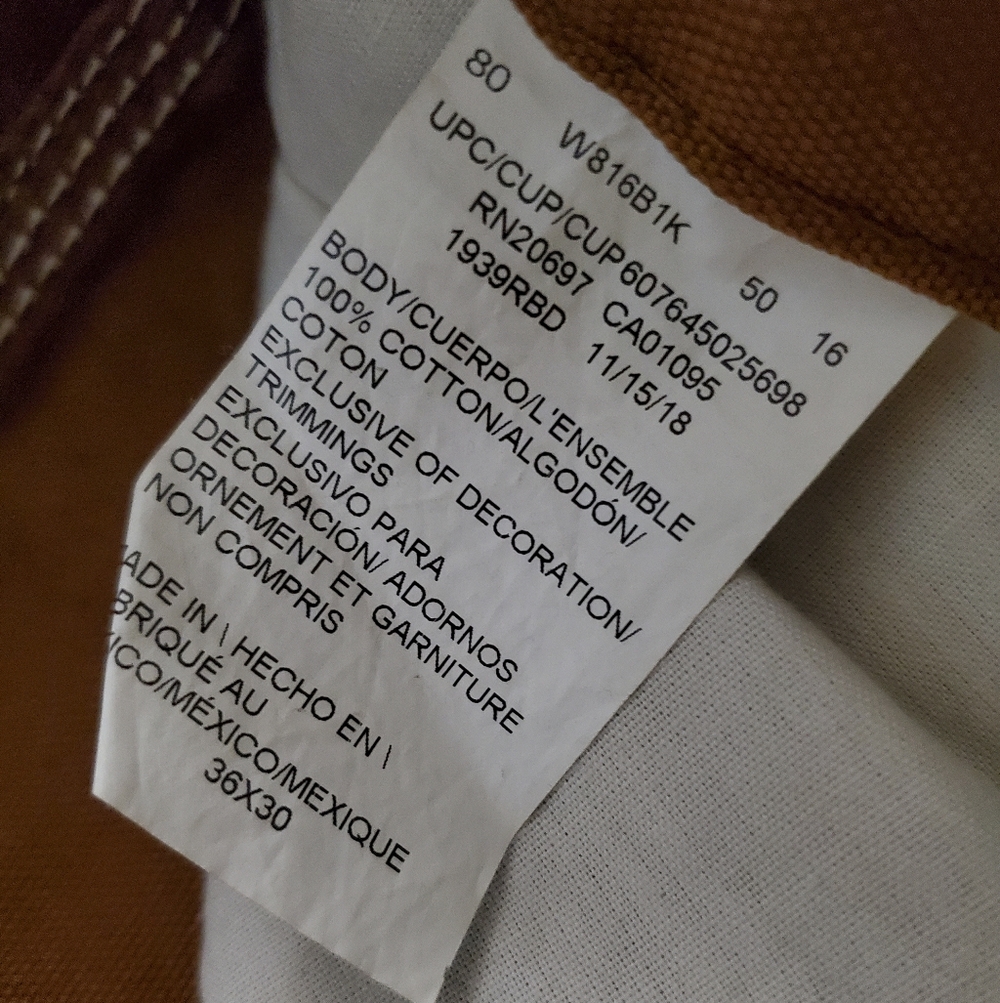 DICKIES Camel Canvas Carpenter Pants Workwear Dungarees 36 X 30 - Picture 6 of 9